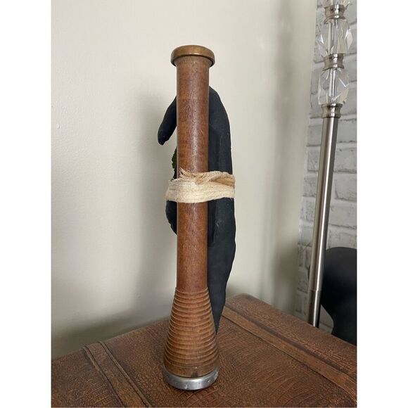 Vintage Wooden Spool Textile Mill Thread Spindle Holder with Spring Crow Decor A - Picture 2 of 8